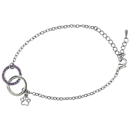 Together Forever Purple Rhinestone Paw Bracelet