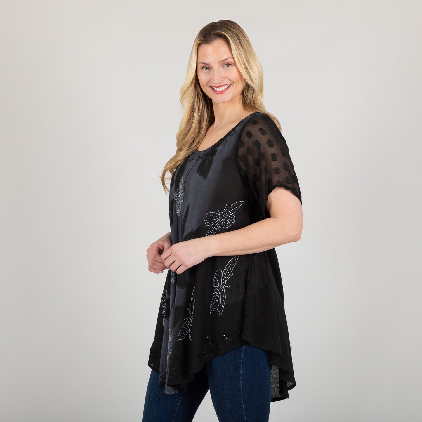 Midnight Butterfly Short Sleeve Tunic