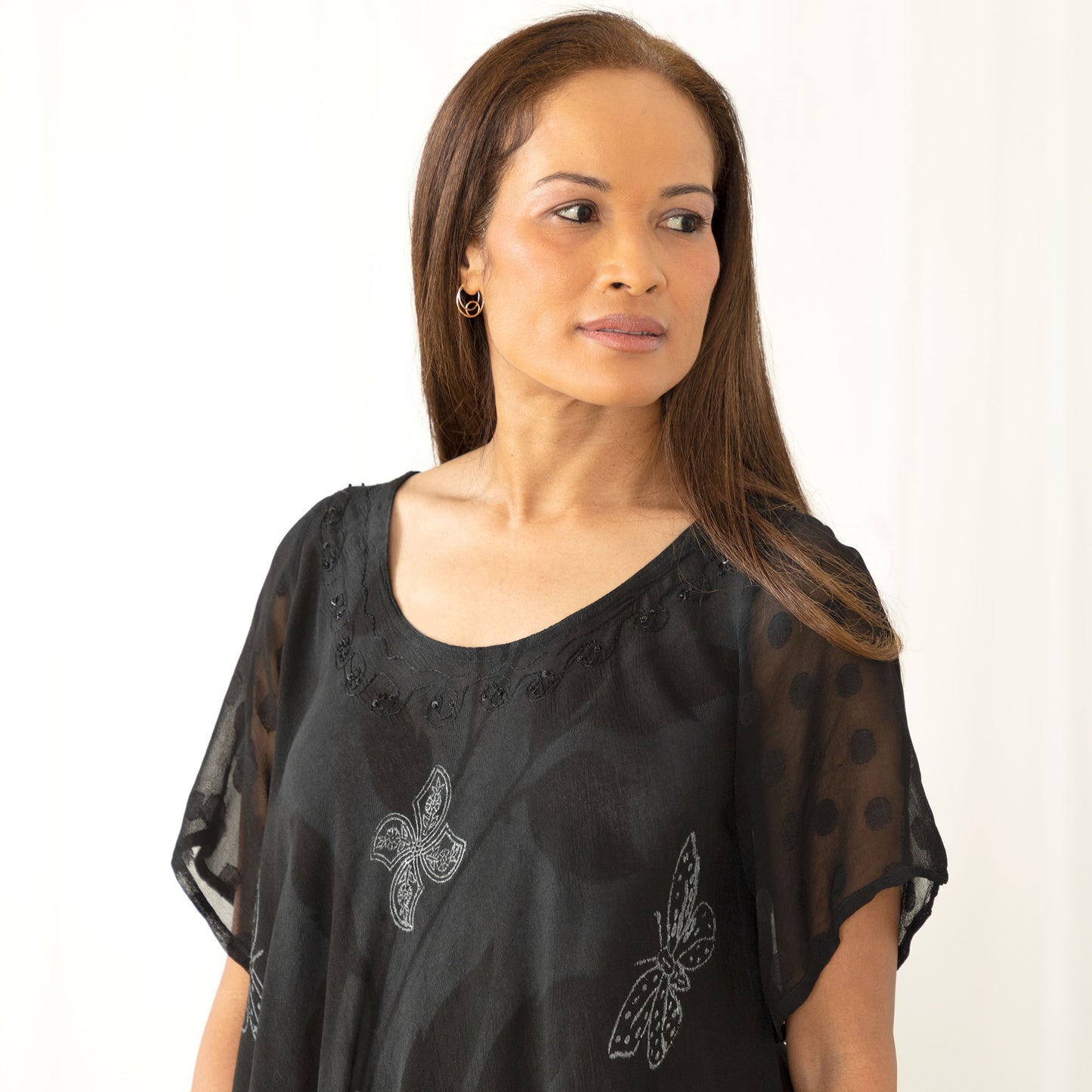 Midnight Butterfly Short Sleeve Tunic