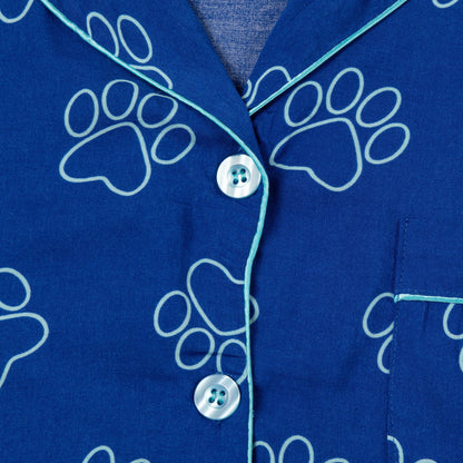 Outlined Paw Prints Pajama Shorts Set