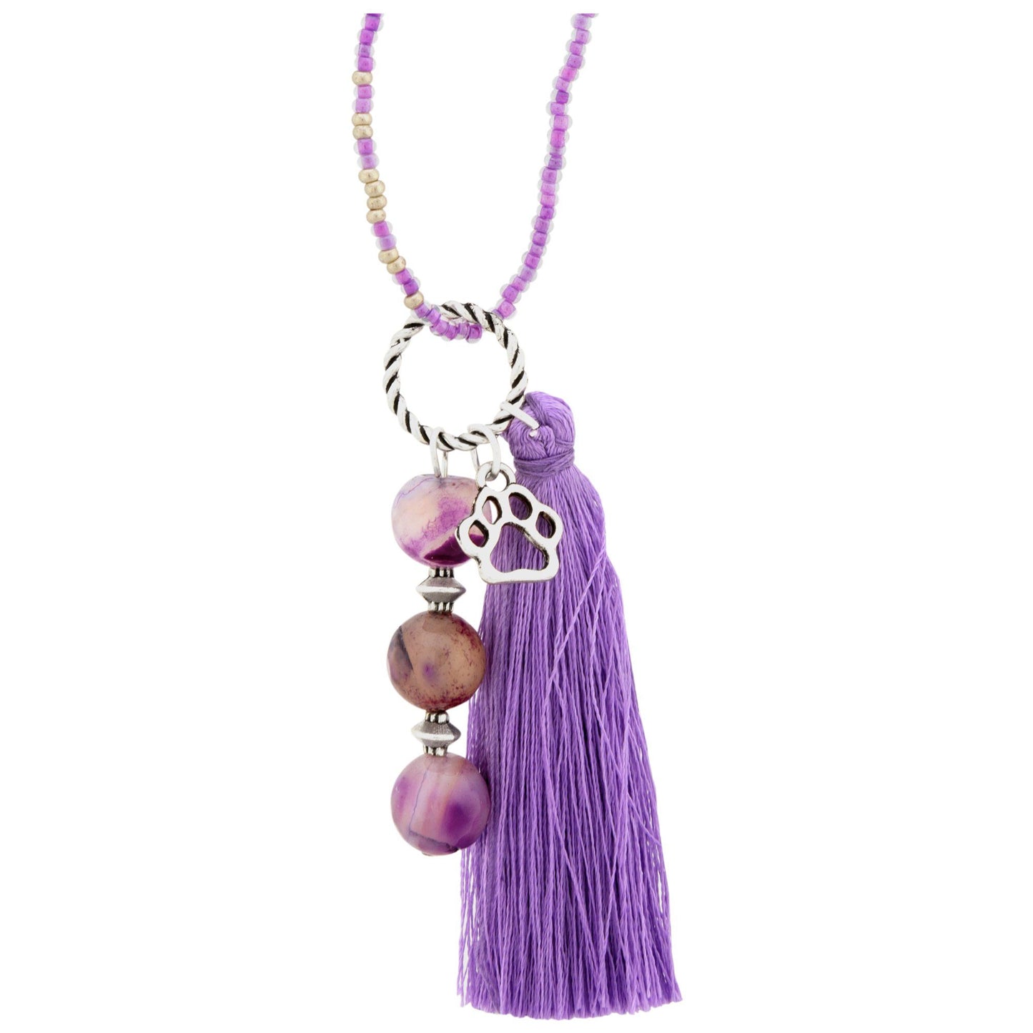 Promo - PROMO - Beaded Purple Paw Bag Charm