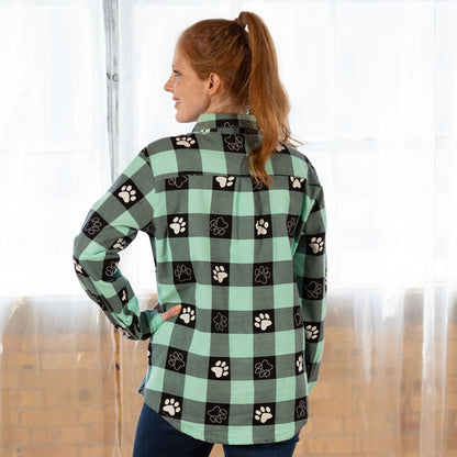 Paw Print Flannel Button Up Shirt