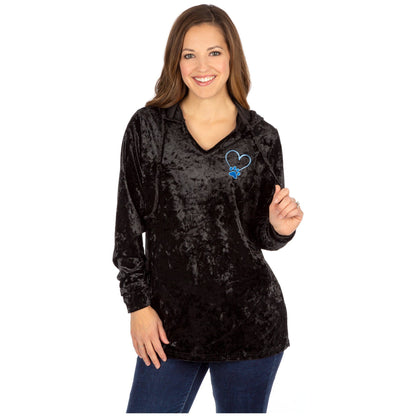 Crushed Velvet Paw Print Hooded Tunic