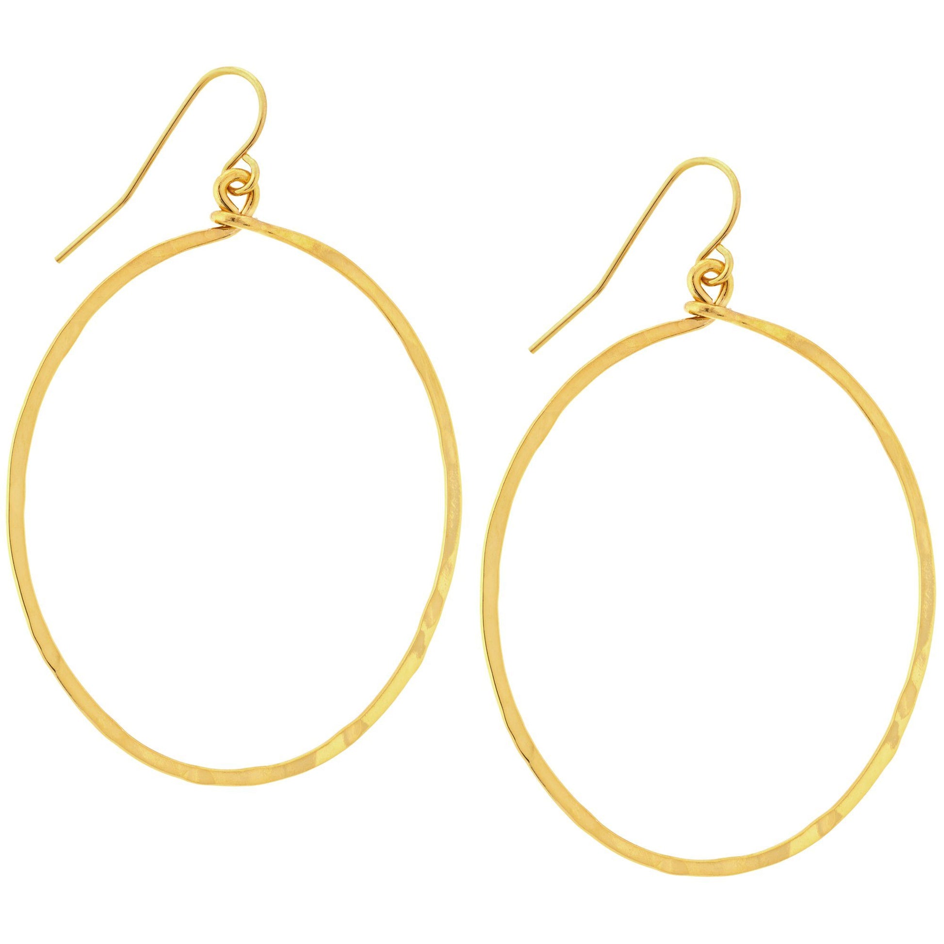 Gold-Plated Hammered Hoop Earrings