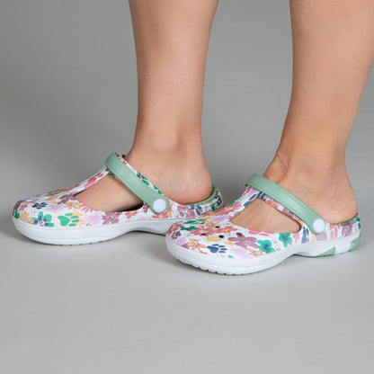 Multicolored Mary Jane Clogs