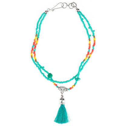 Peruvian Hand Beaded Tassel Anklet