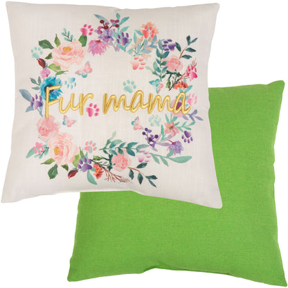 Fur Mama Floral Wreath Pillow