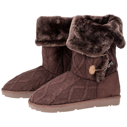 Paw Print Faux Fur Tall Knit Boots