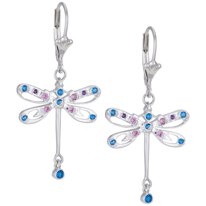 Fluttering Friends Sterling & Crystal Earrings