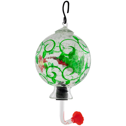 Hand-Painted Glass Hummingbird Feeder