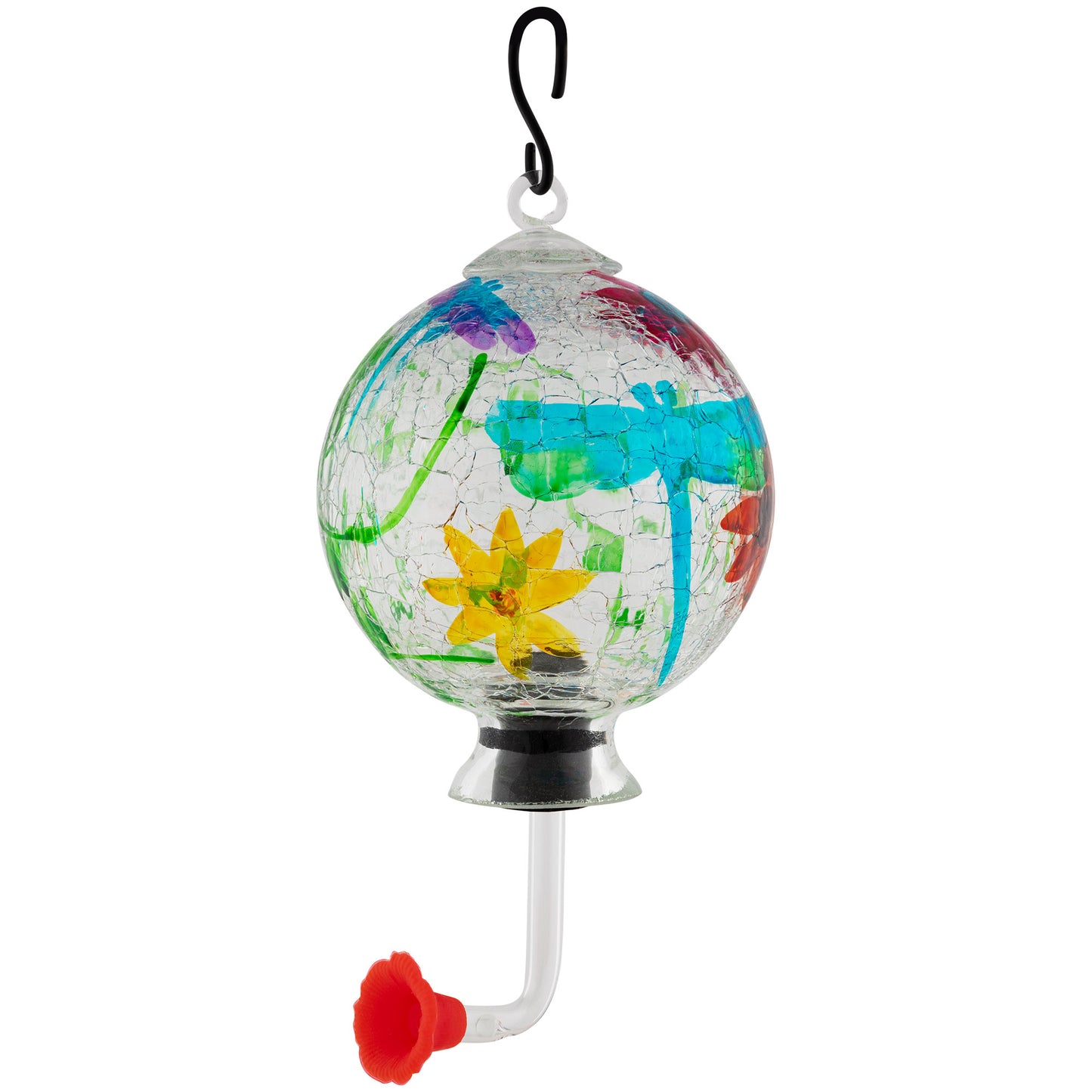 Hand-Painted Glass Hummingbird Feeder