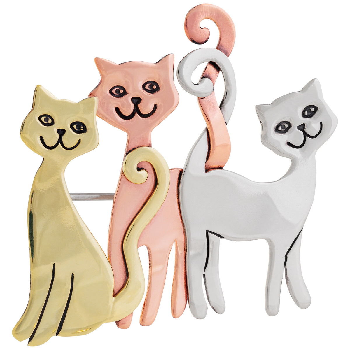Triangular Cat Pin Cat Tails Mixed Metal Pin | The Animal Rescue Site