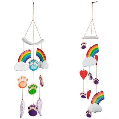 Rainbow Bridge Paw Print Ceramic Chime