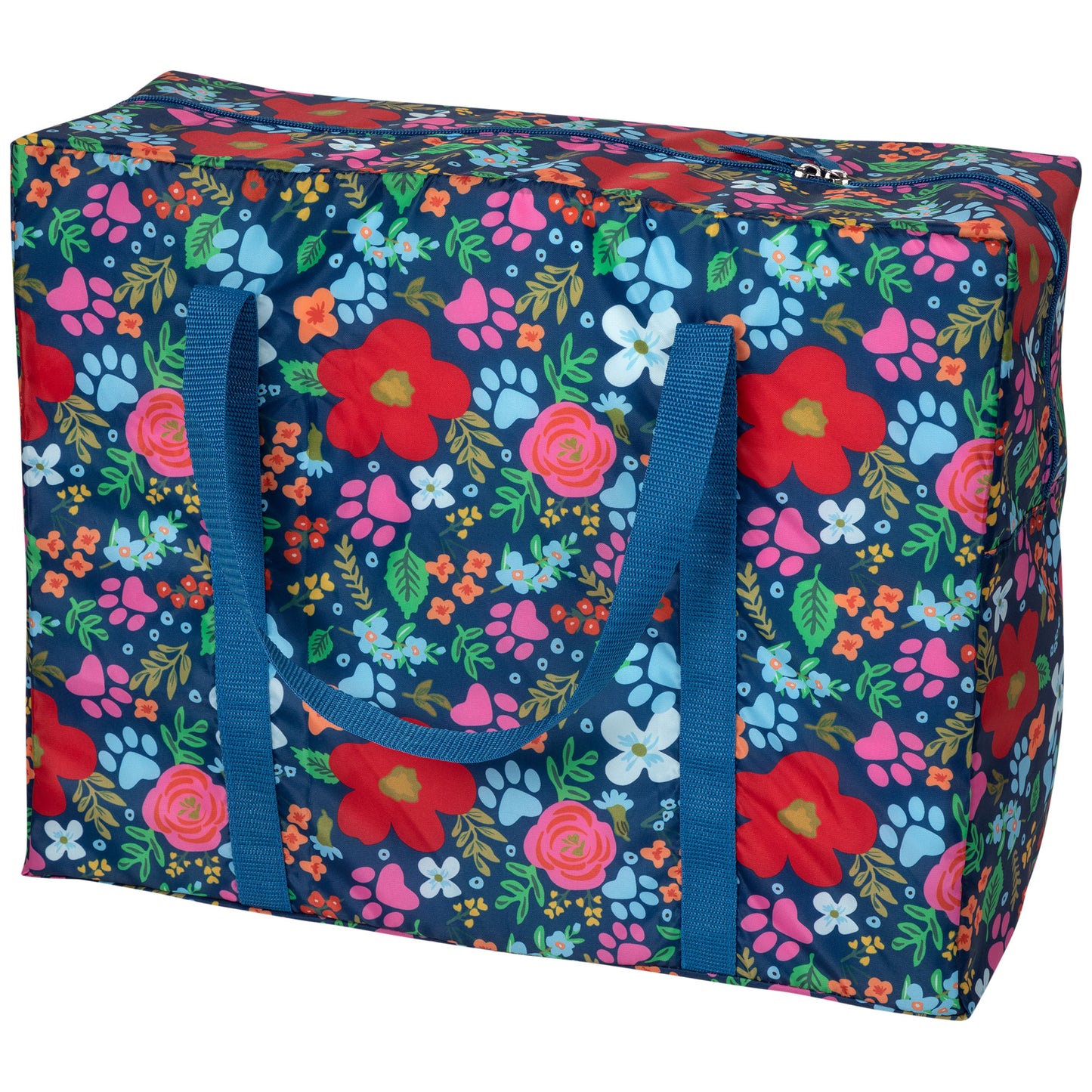 Field of Flowers Paw Print Packable Duffel Bag