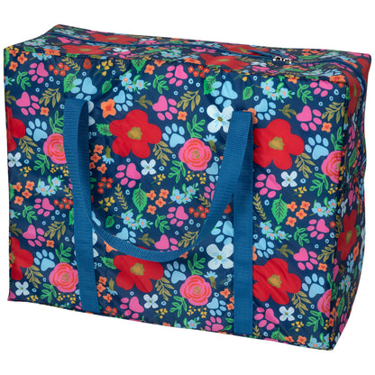 Field of Flowers Paw Print Packable Duffel Bag