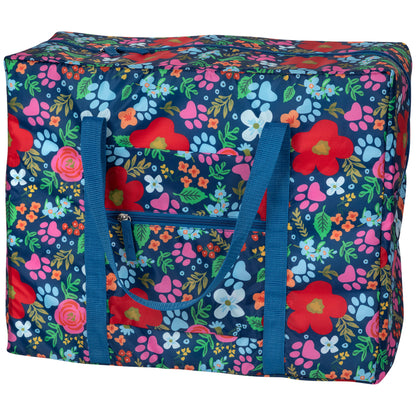 Field of Flowers Paw Print Packable Duffel Bag