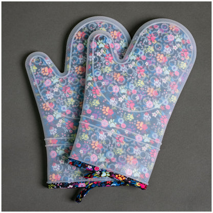 Floral Garden Silicone Oven Mitt Set