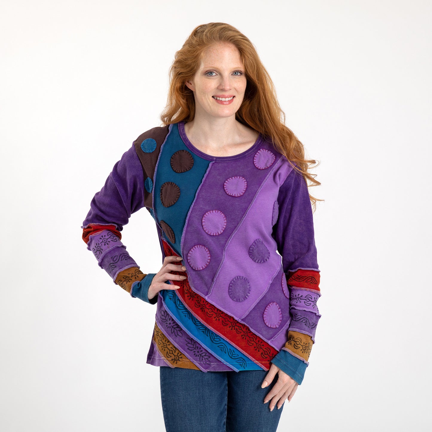 Diagonal Rays Long Sleeve Top | Handmade, Fair Trade