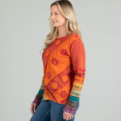 Diagonal Rays Long Sleeve Top | Handmade, Fair Trade