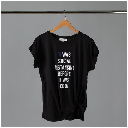 Social Distancing Dolman Front Twist T-Shirt