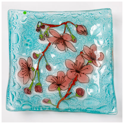 Hand Painted Flowers Recycled Glass Dish