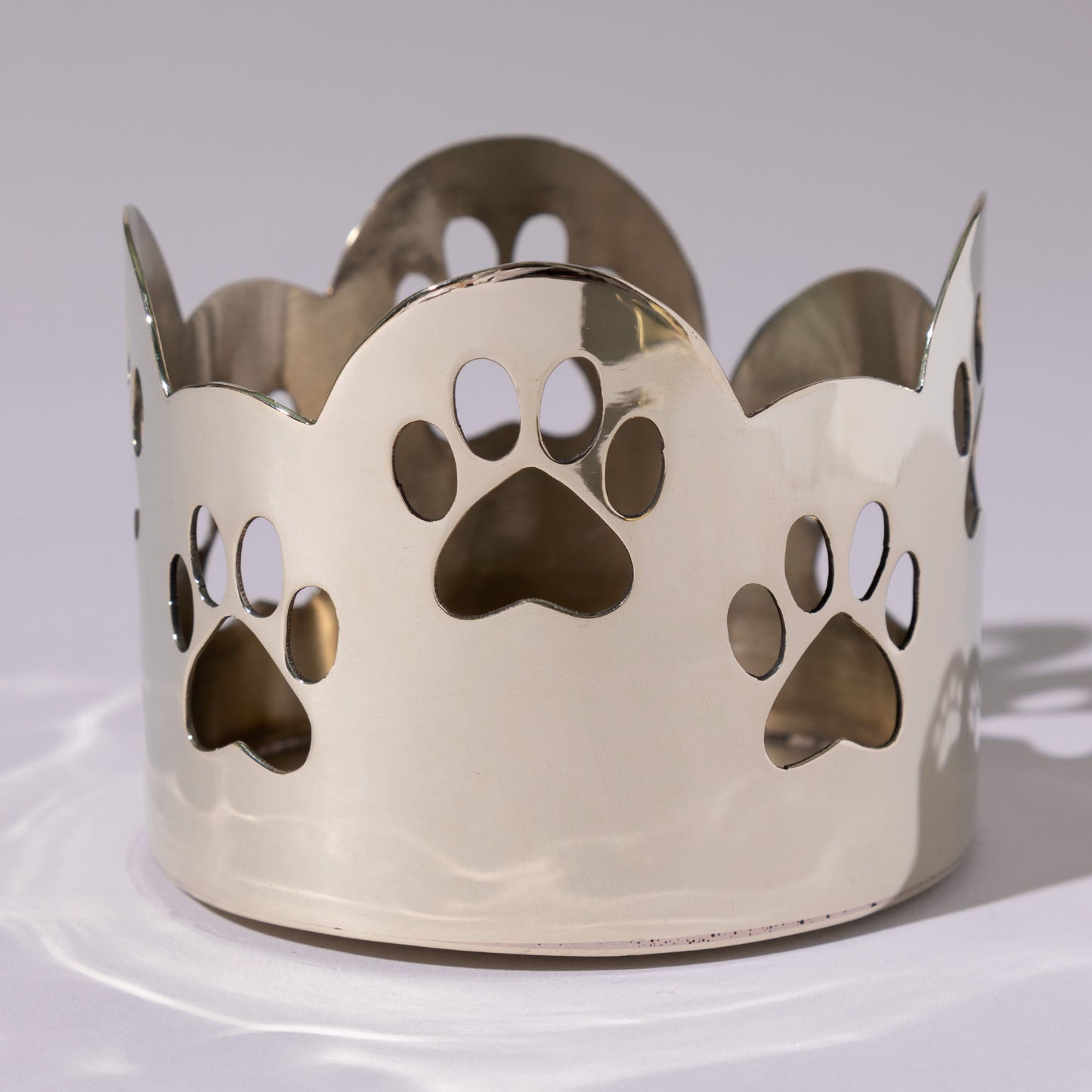 Paw Print Mixed Metal Candle Holder