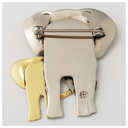 Elephant Parent & Baby Mixed Metal Pin