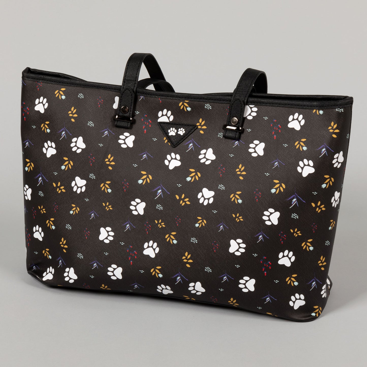 Midnight Floral Paw Print Vegan Handbag