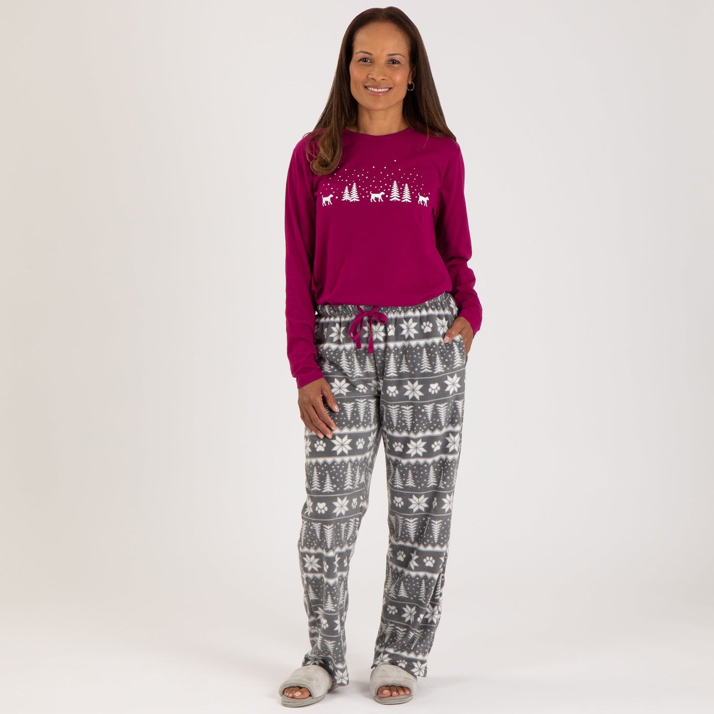 Winter Paw Print Pet Pajama Set