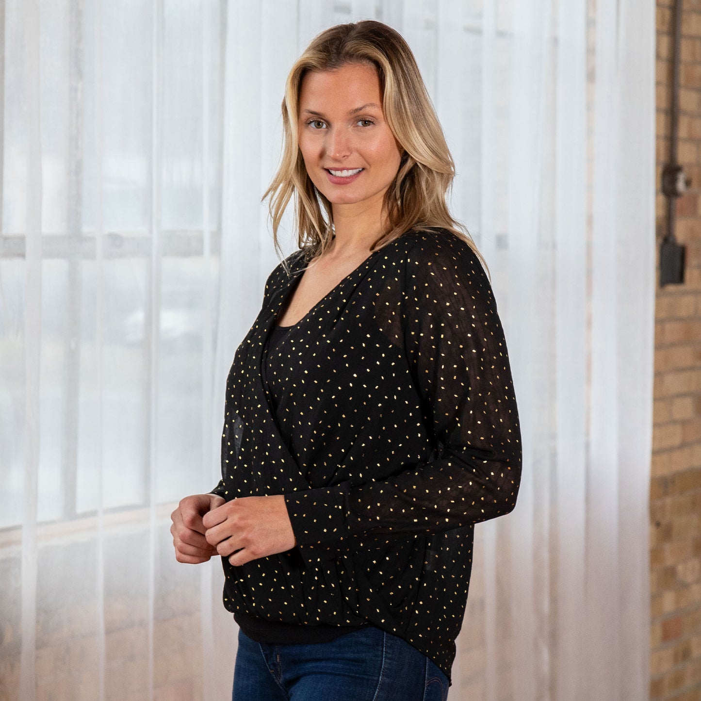 Black & Gold Sheer Blouse