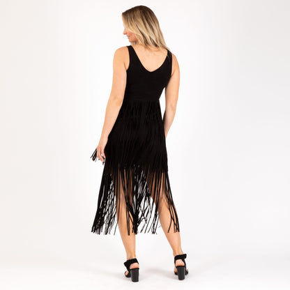 Southern Fringe Faux Suede Dress