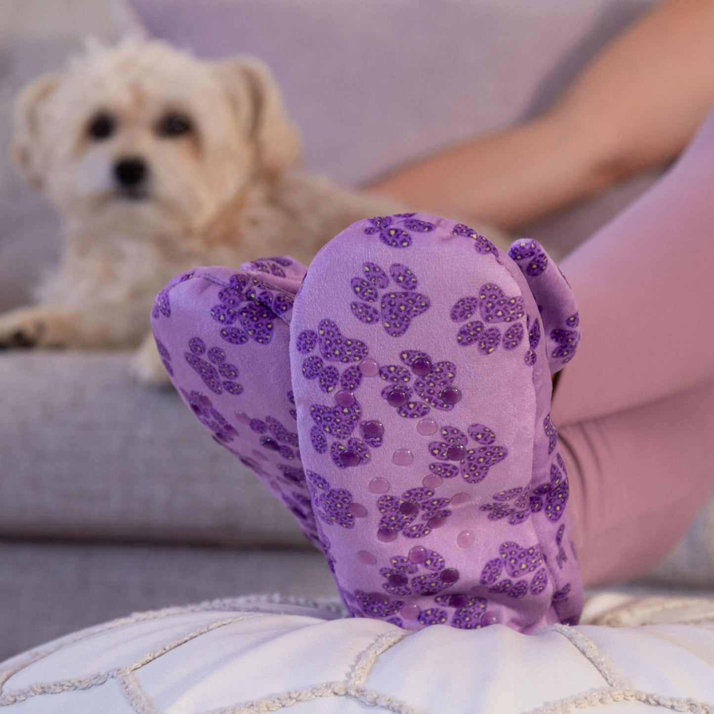 Super Cozy&trade; Leopard Paw Slippers With Large Bow