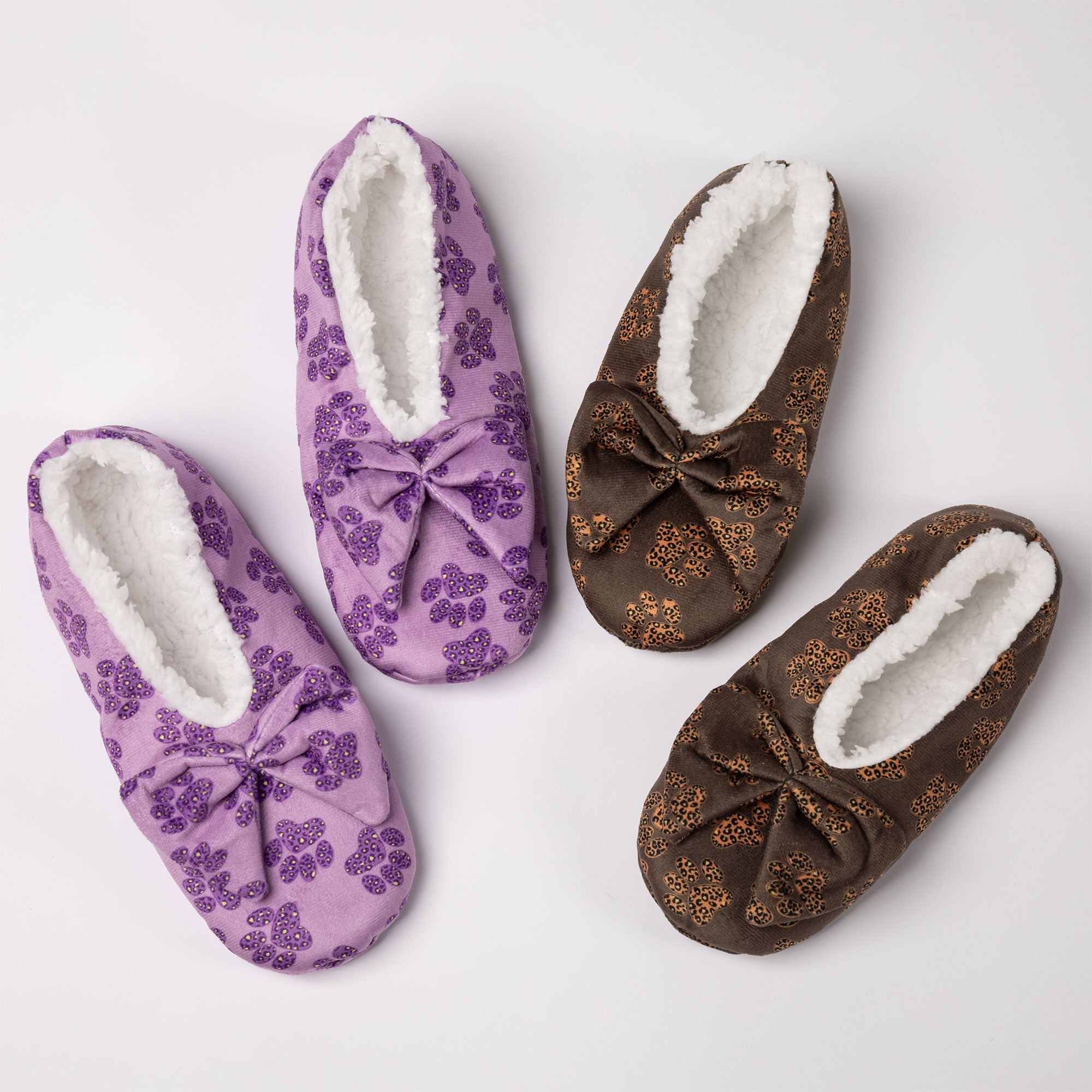 Super Cozy Leopard Paw Slippers With Large Bow