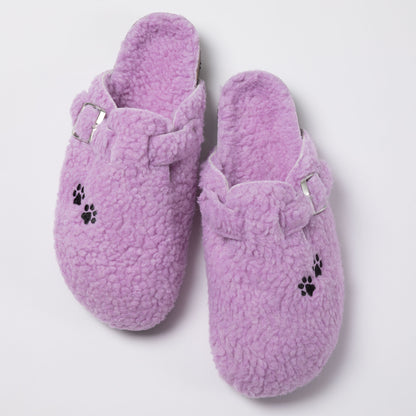 Paw Print Plush Sherpa Fleece Clog Slippers