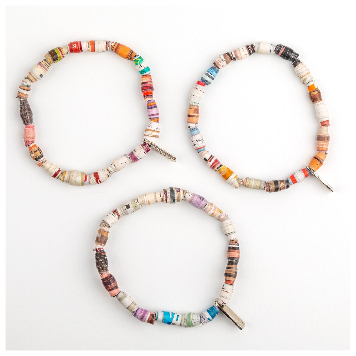 Recycled Plastic Multicolor Bracelets - Set of 3