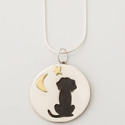 Cute Dog Moonlight Sterling Necklace