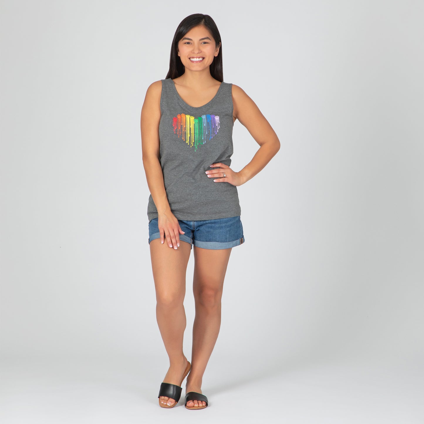 Rainbow Paw Print Heart Tank Top