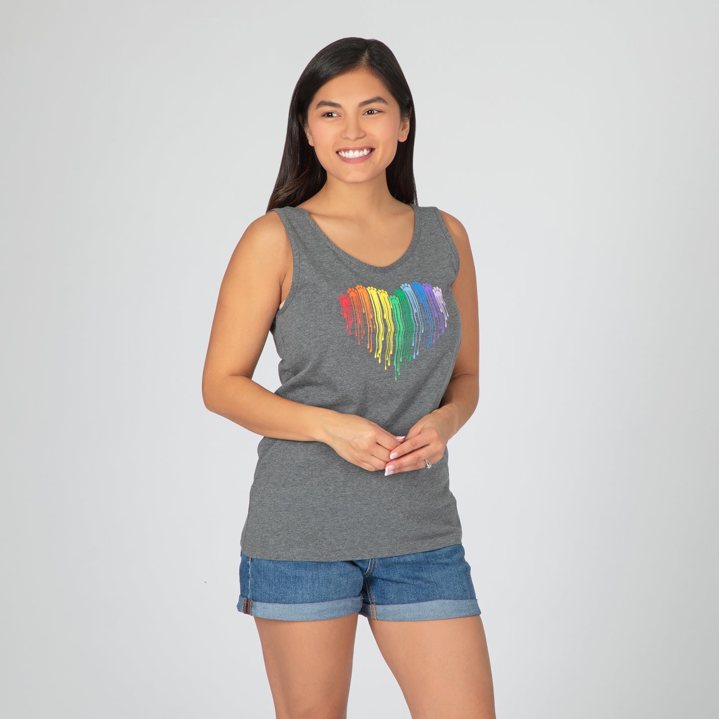 Rainbow Paw Print Heart Tank Top