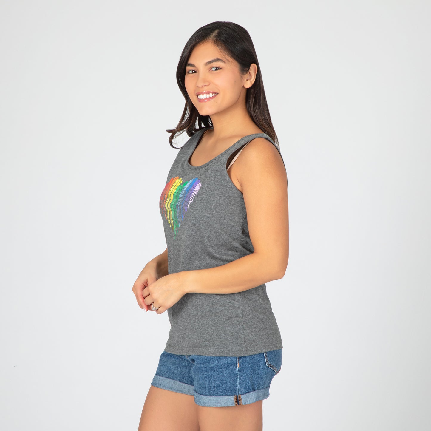 Rainbow Paw Print Heart Tank Top