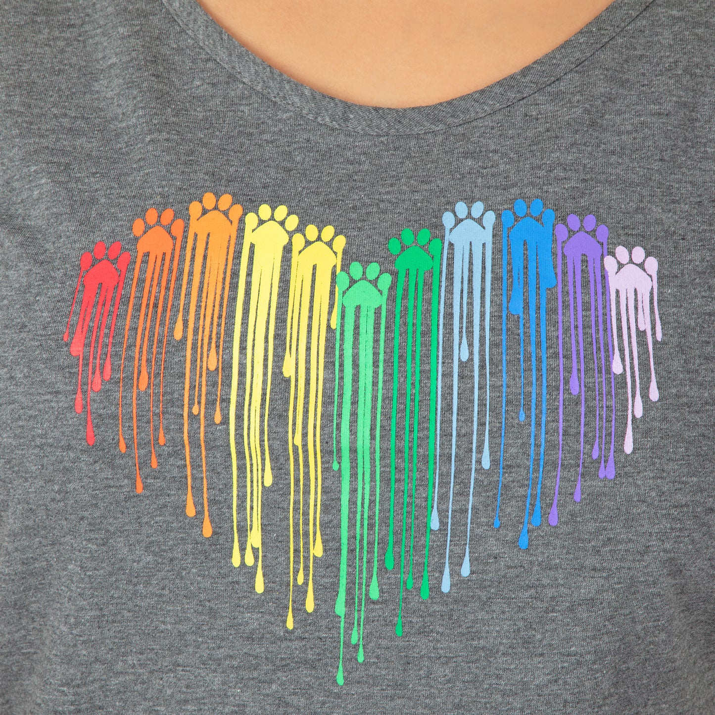 Rainbow Paw Print Heart Tank Top