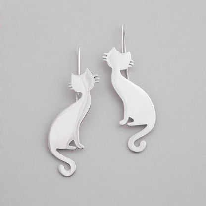 Elegant Silhouette Sterling Cat Earrings