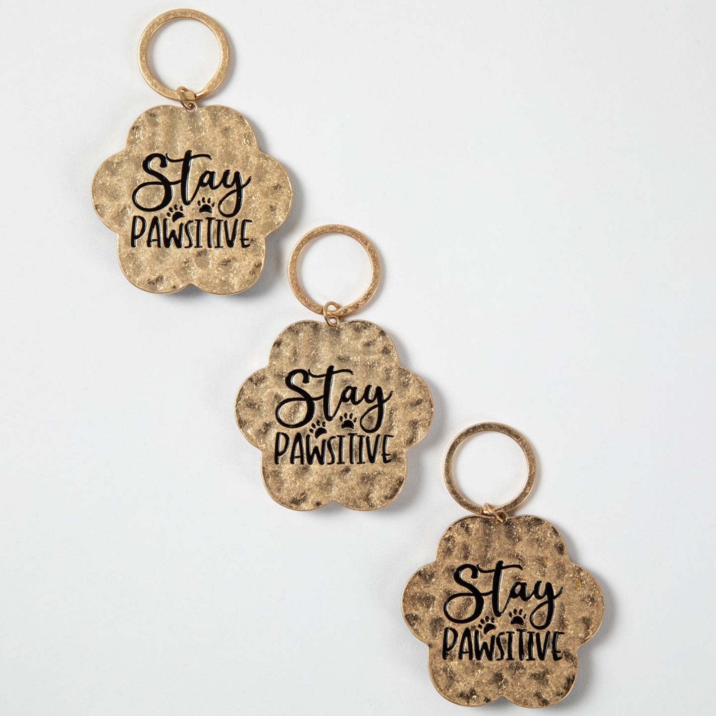 Stay Pawsitive Paw Print Keychain