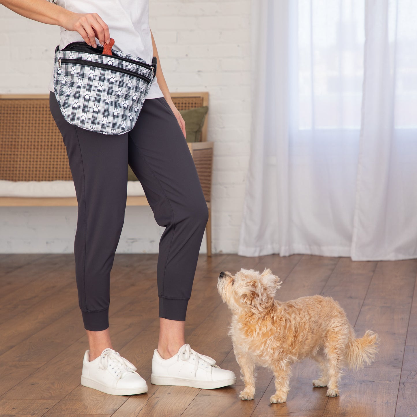 Plaid Paw Print Large Fanny Pack