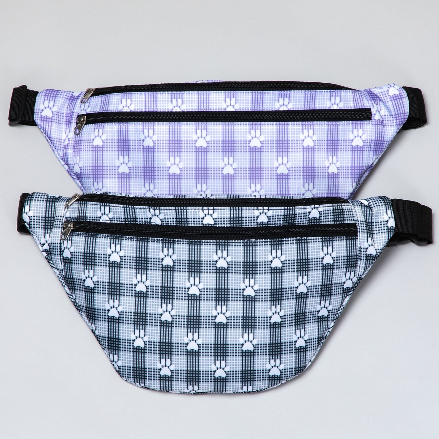 Plaid Paw Print Large Fanny Pack