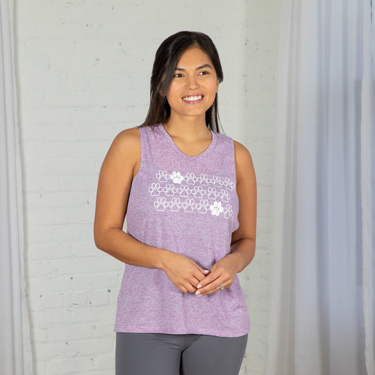 Purple Paw Heathered Tank Top