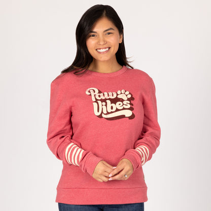 Paw Vibes Stripe Crew Neck Sweatshirt