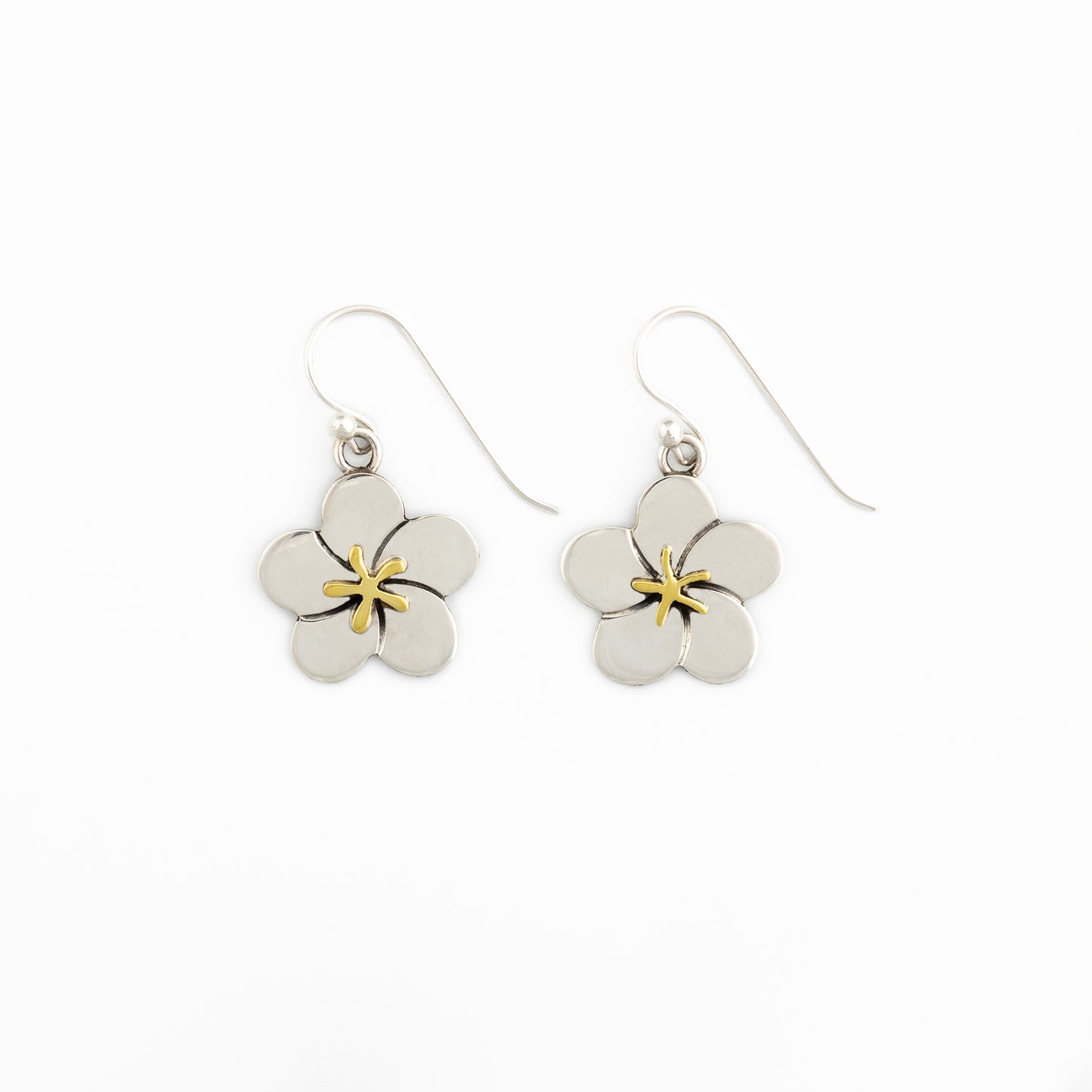 Mixed Metal Dangling Flower Earrings