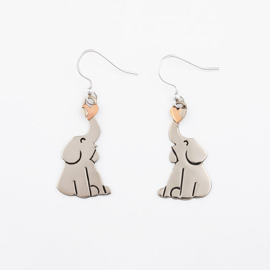 Elephants Love Mixed Metal Earrings