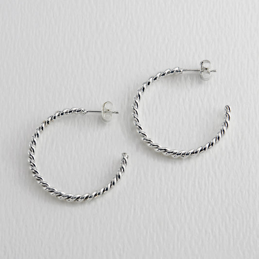 Twisted 24mm Sterling Silver Hoop Earring