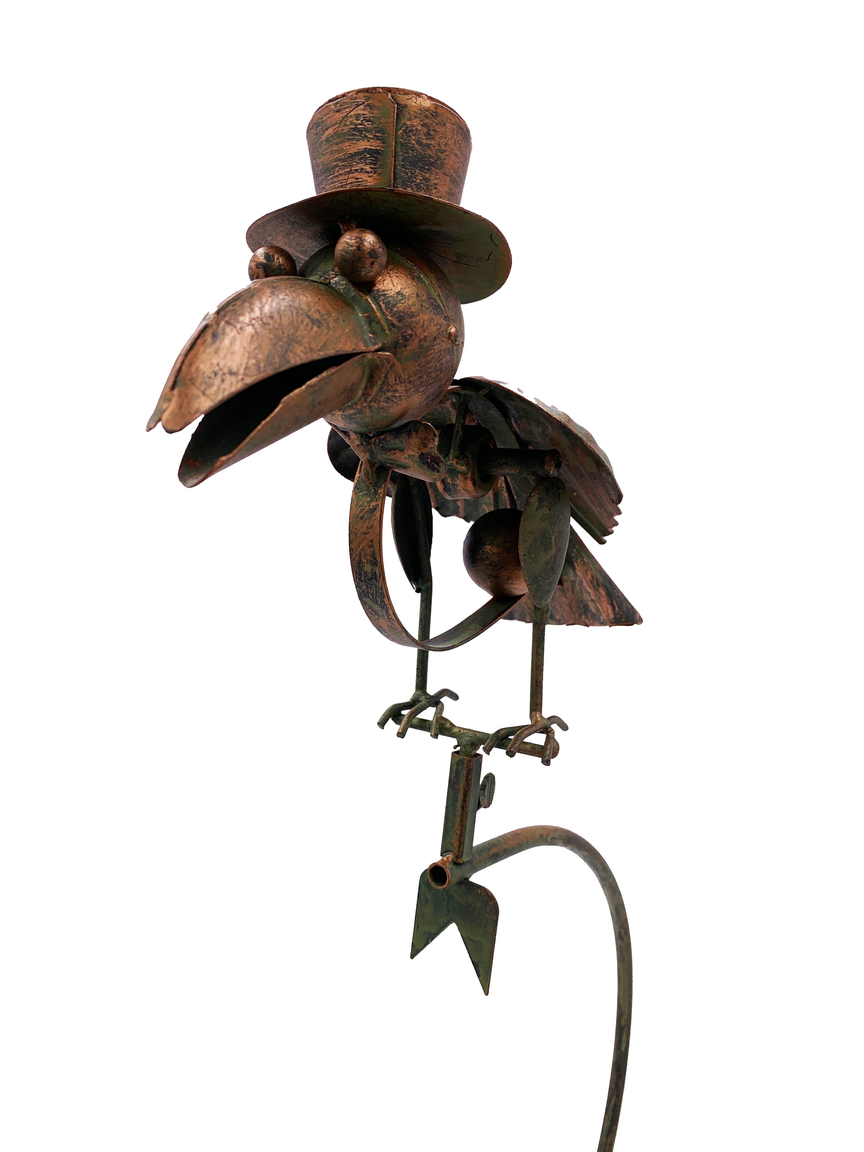 Metal Rocking Bird Metal Bird Rocker Stake w/Hat | The Animal Rescue Site
